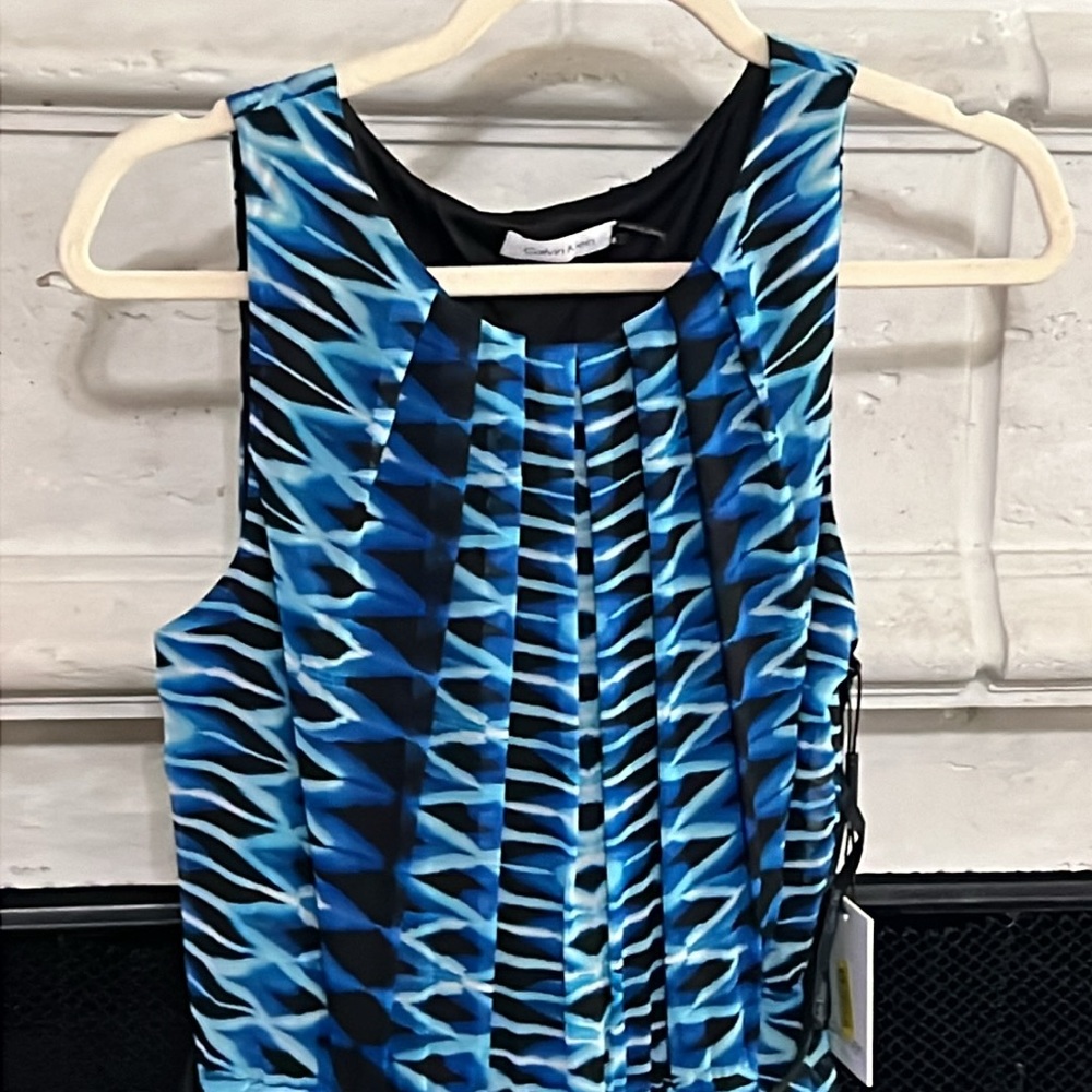 Calvin Klein chiffon sleeveless fit and flare dress - Picture 2 of 6